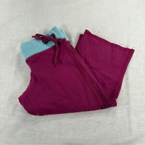 SOLD!!! Women’s Pink & Blue Cropped Capri Pants Drawstring Pull-On Elastic Waist